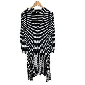 Boutique Dress Women's Size 3X Black White Stripes Midi